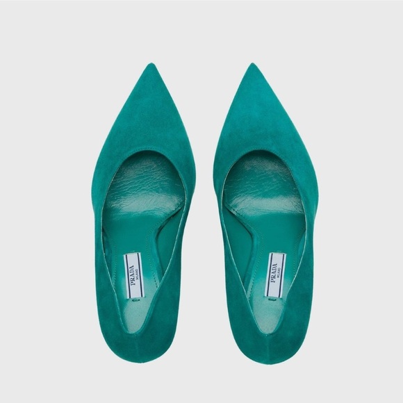 Prada teal turquoise green suede block heel pumps - IT 40 (US 9) - Picture 3 of 10